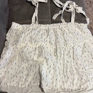 Women’s Tie-Strap Tiered Tank Top Universal Thread White Size XL